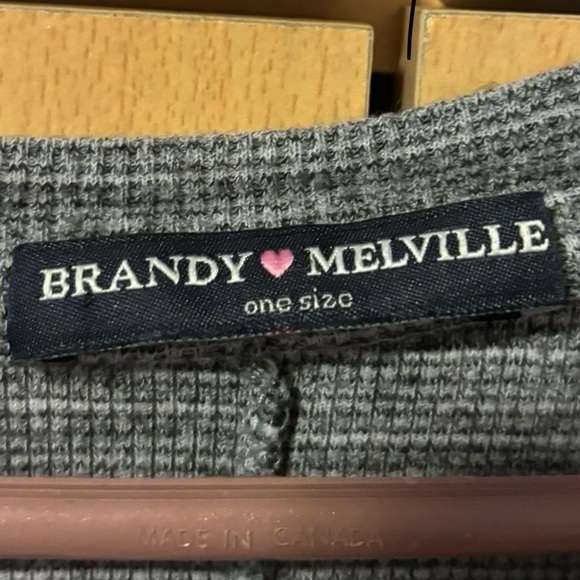 Brandy Melville Grey Cotton Cropped Tee - Picture 3 of 3